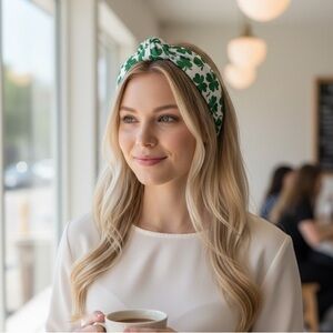 Green Shamrock Top Knot Headband | St. Patrick’s Day Hair Accessory